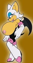 animal_ear bat big_breasts blue_eyes breasts female hair high_heels huge_breasts nipples rouge_the_bat sega sonic_(series) tail vkyrie white_hair wings