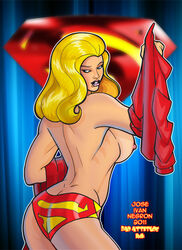 1girls 2011 bad-attitude-ink blonde_hair blue_eyes breasts dc dc_comics female female_only jose_ivan_negron long_hair nipples solo supergirl superman_(series) tagme topless