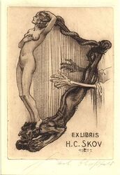 1970s 1972 1girls 20th_century 70s breasts demon female h.c._skov hand_on_chest harp human ireland male musical_instrument nipples nude original original_character playing_instrument side_view signature skeleton standing_on_another tagme vintage year