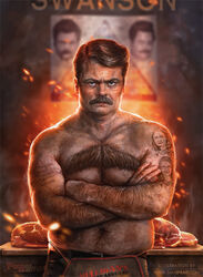 artist_request bara chest_tuft copyright_name hair hairy male male_only meat nick_offerman parks_and_recreation ron_swanson tagme tattoo