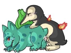 bulbasaur cyndaquil feral feral_on_feral interspecies lowres nintendo pokémon_(species) pokemon pokemon_(species) pokemon_gsc pokemon_rgby sex side_view tagme