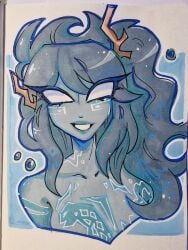 blue_body blue_hair blue_skin lego mandrakevainila ninjago nya_(ninjago) seabound_(ninjago) water_body white_eyes