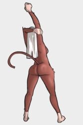 anthro ass back_dimples big_butt breasts brown_body brown_fur butt_dimples colored colored_sketch digital_drawing_(artwork) digital_media_(artwork) dimple female fur hair hand_in_air haplorhine hi_res light lighting long_hair looking_away mammal monkey nude perfecthorizon primate rear_view shaded simple_background sketch solo standing stretching tail white_hair wide_hips