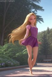 1girls ai_generated ass ass_visible_through_thighs blonde_female blonde_hair blonde_hair disney disney_princess female green_eyes pussy pussy_peek rapunzel rapunzel_(tangled) skirt_up solo spinning tagme tangled velvet_nymph video