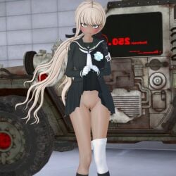 3d dark_skin lifting_skirt public_exposure pussy tan_body tan_skin the_hundred_line_-last_defense_academy- tsubasa_kawana valwin