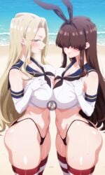 100_kanojo 2girls ai_generated breasts female female_focus female_only kakure_meme kimi_no_koto_ga_dai_dai_dai_dai_daisuki_na_100-nin_no_kanojo large_breasts light-skinned_female light_skin looking_at_viewer shiny_skin tagme the_100_girlfriends_who_really_really_really_really_really_love_you thick_thighs thighhighs thighs utsukushisugi_mimimi wet wide_hips yuukiai