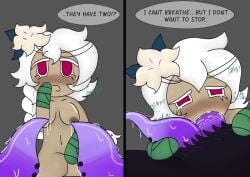 1boy 1girls 2koma 99cookiepiss blowjob blush blush_lines breasts breasts_out cookie_run cookie_run_kingdom deepthroat dialogue diphallia diphallism english english_dialogue english_text faceless_male fellatio female flower_in_hair gagging gagging_on_penis gray_background half-closed_eyes hand_on_penis handjob instant_loss instant_loss_2koma male multi_genitalia multi_penis onomatopoeia oral oral_sex penis precum precum_bubble precum_drip presenting presenting_penis saliva saliva_bubble saliva_drip saliva_trail salivating shocked silent_salt_cookie simple_background sucking sucking_penis suprised sweat sweatdrop sweating sweaty tentacle tentacle_cock tentacle_in_mouth tentacle_penis thinking two_panel_image wackymustdie white_hair white_lily_cookie