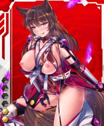 brown_hair female fox_ears mole mole_under_eye taimanin_asagi_battle_arena taimanin_asagi_battle_arena_all_card_gallery yellow_eyes