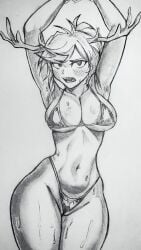 alice_(murder_drones) antlers humanized murder_drones sharp_teeth