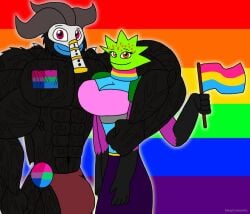 bara bemeebeth big_breasts big_breasts breasts breasts buff ethereal_monster ethereal_workshop floot_fly my_singing_monsters pecs pride_colors pride_flag pride_month rare_floot_fly sexy swimsuit thong
