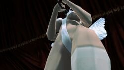 3d angel angel_halo angel_wings big_breasts black_hair bondage bondage_gear bondage_outfit breasts cleavage eve_(hitman_blood_money) female female_focus halo hitman hitman_blood_money huge_breasts io-interactive large_breasts official_art screenshot singing sling_bikini tied_hair video_games white_skin