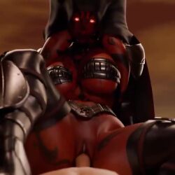 1boy 1girls 3d alien alien_girl animated big_breasts breasts darth_talon dodecahedron_(artist) female girl_on_top huge_breasts jeremycolensfw looking_at_viewer male pov pussy sith sound star_wars tagme vaginal vaginal_sex video