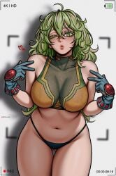 1girls boku_no_hero_academia breasts female female_focus female_only green_eyes green_hair hi_res large_breasts light-skinned_female light_skin looking_at_viewer midriff my_hero_academia my_hero_academia_(finale) post-timeskip prixmal smile solo thighs tooru_hagakure tooru_hagakure_(post-timeskip) tooru_hagakure_(visible) wide_hips