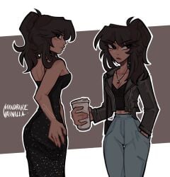 ass big_ass black_dress black_hair dark-skinned_female dark_skin female mandrakevainila ninjago nya_(ninjago) ponytail