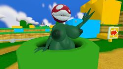 1girls 3d anthro big_breasts block blue_sky breasts clouds enormous_breasts female female_only gigantic_breasts green_body green_pipe huge_breasts hypercombine large_breasts lips looking_at_viewer mario_(series) massive_breasts nintendo nipples nude nude_female outdoors pipe piranha_plant plant plant_girl plant_humanoid solo solo_female solo_focus thhypercombine upper_body waving waving_at_viewer