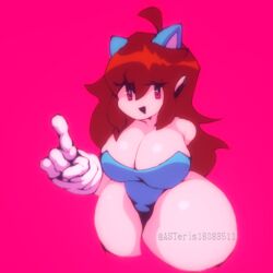 auburn_hair big_breasts breasts friday_night_funkin girlfriend_(friday_night_funkin) huge_thighs leotard mega_cd_girlfriend tagme thick_thighs wide_hips
