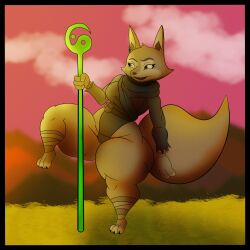 1girls 3_toes 4_fingers anthro ass_visible_through_thighs bottom_heavy breasts brown_eyes brown_fur chubby chubby_female clothed clothing dreamworks dumbwolfperson ear_piercing earrings eyelashes fat_thighs female female_only fox furry hourglass_figure kung_fu_panda kung_fu_panda_4 leotard one_leg_up raised_leg scarf shortstack slightly_chubby solo staff tail thick_thighs thunder_thighs two_tone_fur zhen_(kung_fu_panda)