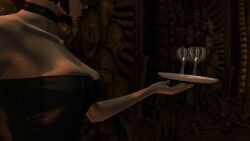 3d big_breasts black_hair bondage bondage_gear bondage_outfit breasts cleavage female female_focus hitman hitman_blood_money huge_breasts io-interactive large_breasts official_art screenshot video_games waitress white_skin