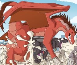2019 2_horns alternate_version_at_source anal anal_orgasm anal_sex balls bell bell_collar big_balls big_penis black_body bodily_fluids city claws clenched_teeth collar countershade_torso countershading cum cum_from_mouth cum_in_ass cum_in_mouth cum_inside cum_splatter cum_through day dragon duo ejaculation excessive_cum excessive_genital_fluids feral feral_on_feral feral_penetrated feral_penetrating feral_penetrating_feral fuf fyrre_(fyrrex) genital_fluids genitals hands-free hi_res horn huge_balls huge_cock hyper hyper_balls hyper_genitalia hyper_penis larger_feral larger_male looking_pleasured macro male male/male male_penetrated male_penetrating male_penetrating_male membrane_(anatomy) membranous_wings mythological_creature mythological_scalie mythology orgasm outside penetration penile penile_penetration penis penis_in_ass penis_size_difference quadruped red_body scalie sex side_view size_difference smaller_feral smaller_male stomach_bulge tan_body tan_countershading teeth white_body white_countershading wings