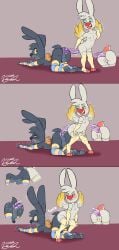 1boy 1girls 2025 2anthro anal anal_insertion anal_juice anal_sex angel_gabby angel_hare angel_wings angel_zaggy anthro anthro_on_anthro anthro_only ass ass_focus ass_grab ass_to_ass backsack balls big_nose biting_lip black_fur blue_sclera blush buckteeth curling_toes double_dildo female femdom fingerless_elbow_gloves freckles freckles_on_face grabbing_sheets gripping_sheets hi_res highres lagomorph male male/female penis pussy rabbit rabbit_boy rabbit_ears rabbit_girl rabbit_tail sequence sex_toy small_breasts stomach_bulge striped_elbow_gloves striped_socks the_east_patch toeless_socks wayesh white_fur wings yellow_sclera