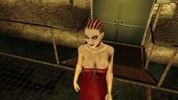 3d big_breasts bondage bondage_gear bondage_outfit breasts cleavage female female_focus hitman hitman_blood_money huge_breasts io-interactive large_breasts official_art red_dress red_hair screenshot vaana_ketlyn video_games white_skin