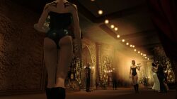 3d big_breasts black_hair bondage bondage_gear bondage_outfit breasts cleavage female female_focus hitman hitman_blood_money huge_breasts io-interactive large_breasts official_art screenshot video_games waitress white_skin