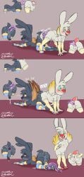 1boy 1girls 2025 2anthro after_anal after_sex anal anal_insertion anal_juice anal_sex angel_gabby angel_hare angel_wings angel_zaggy anthro anthro_on_anthro anthro_only ass ass_focus ass_grab ass_to_ass backsack balls big_nose biting_lip black_fur blue_sclera blush buckteeth cum cum_from_ass cum_on_feet cum_on_floor cum_on_socks curling_toes double_dildo female femdom fingerless_elbow_gloves freckles freckles_on_face gaping gaping_anus grabbing_sheets gripping_sheets handsfree_ejaculation hi_res highres lagomorph male male/female penis pussy rabbit rabbit_boy rabbit_ears rabbit_girl rabbit_tail sequence sex_toy small_breasts spread_ass stomach_bulge striped_elbow_gloves striped_socks the_east_patch toeless_socks wayesh white_fur wings yellow_sclera