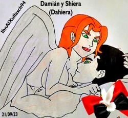 damian_wayne dc dc_comics dcamu female hawkgirl ibnalxuffasch94 justice_league_unlimited male robin_(damian_wayne) robin_(dc) shiera_sanders