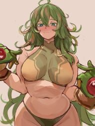 1girls big_breasts boku_no_hero_academia busty curvy gloves green_eyes green_hair hips light-skinned_female light_skin midriff my_hero_academia pointing_at_self rakeemspoon thick tooru_hagakure tooru_hagakure_(visible)