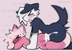alternate_version_available blush cat_boy cum cum_in_ass cum_inside cute dog_boy english_text gay gay_sex non-human purrmaxxing snout text