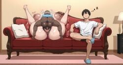 1girls 2boys 2boys1girl age_difference ai_generated anus ass bald bald_male big_ass big_booty big_breasts big_butt black_pants blue_shirt bottomless boxer_briefs breasts cheating cheating_girlfriend chubby closed_eyes couch crossing_legs cuckold dark-skinned_male deep_penetration dolphin_shorts elderly elderly_male facing_away facing_up female gigantic_breasts grey_hair happymouse heart huge_ass huge_breasts human human_female indoors interracial lamp large_breasts larger_female legs_apart legs_up light-skinned_female light_skin living_room love_heart male massive_breasts mating_press motion_blur motion_lines netorare ntr old_and_young old_black_man old_male older_male_and_younger_female open_wide pants penetration pillow plap plump red_couch rough_sex sex shirt short_hair short_male short_sleeves shorts_aside sitting size_difference sleeping smaller_male sound_effects spoken_heart spread_legs stable_diffusion teen_boy teenage_girl thick_thighs thighs vaginal_penetration vaginal_sex very_dark_skin white_shirt wide_hips wide_open zzz