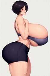 ai_generated big_ass big_breasts big_butt dark_hair enormous_breasts huge_ass huge_breasts mature_female milf older_female seductive seductive_eyes seductive_look seductive_smile short_hair shorts sideboob sports_bra thick_thighs tight_clothing underboob voluptuous voluptuous_female