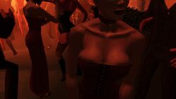 3d big_breasts bondage bondage_gear bondage_outfit breasts cleavage female female_focus hitman hitman_blood_money huge_breasts io-interactive large_breasts official_art red_dress red_hair screenshot vaana_ketlyn video_games white_skin