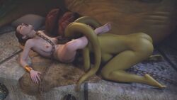 2girls ass bracelet braided_hair brown_hair bubble_butt chain_leash chained cunnilingus eating_pussy enslaved_royal femsub harem harem_girl jabba's_palace jabba_the_hutt kneeling large_breasts long_hair medium_breasts moaning moaning_in_pleasure naked nude nude_female oola oral oral_sex princess_leia_organa slave slave_collar slave_leia slavegirl star_wars submissive_female