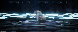 1girls 2020 3d amouretluxure artist_logo artist_name black_hair english_text female female_only nude nude_female sci-fi science_fiction short_hair side_view solo solo_female squatting tron