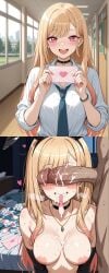 1boy 1girls 2koma after_sex ai_generated blonde_hair blush blush bracelet breasts bunny_ears cheating cheating_(relationship) cheating_girlfriend choker clothes_on_bed completely_naked completely_nude condom condom_in_mouth covered_eyes cum cum_on_body cum_on_breasts day detached_sleeves earrings envelope fake_animal_ears female hallway heart heavy_breathing indoors kitagawa_marin long_hair love_letter multicolored_hair naked necklace necktie netorare night nipples notreallyhere ntr nude open_mouth pendant_choker penis penis_over_eyes pink_eyes ring school shirt smile sono_bisque_doll_wa_koi_wo_suru stain swept_bangs tissue_box used_condom used_condom_in_mouth used_condoms used_tissue
