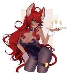 aliciaxlife bowtie breasts bunny_girl bunnysuit champagne dark-skinned_female dark_skin female gold_jewelry green_eyes indie_virtual_youtuber jewelry looking_at_viewer mouse mouse_ears mouse_girl playboy_bunny queen rat rat_girl rat_tail red_hair solo solo_female virtual_youtuber vtuber youtuber