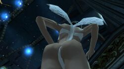 3d angel angel_halo angel_wings ass ass_focus black_hair bondage bondage_gear bondage_outfit eve_(hitman_blood_money) female female_focus halo hitman hitman_blood_money io-interactive official_art screenshot sling_bikini video_games white_skin