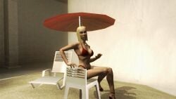 3d bikini blonde_hair breasts christmas_outfit female hitman hitman_blood_money io-interactive photoshoot red_bikini screenshot sexy short_hair studio video_games white_skin