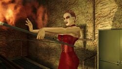 3d big_breasts bondage bondage_gear bondage_outfit breasts cleavage female female_focus hitman hitman_blood_money huge_breasts io-interactive large_breasts official_art red_dress red_hair screenshot vaana_ketlyn video_games white_skin