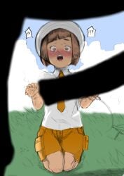 1girls color color_edit colored colorshun female female_only horse horse_penis horsecock huge_cock imminent_fellatio imminent_oral imminent_sex keisho_(keishoryaku1) orange_pants pokemon pokemon_(species) pokemon_sv rubber short_hair surprised surprised_expression white_shirt