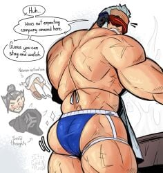 ass beard boxers daddy dilf gay hanzo hanzo_shimada its_coldpizzart lifeweaver male male_only muscular muscular_male overwatch reaper soldier_76 white_hair