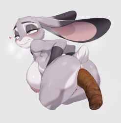anus armwear armwear_only big_ass big_breasts big_ears biting_lip biting_own_lip cervina7_(artist) edit edited eyes_rolling_back galko-chan_(artist) judy_hopps nipples purple_eyes pussy rabbit_ears rabbit_girl rabbit_tail scat scat shit straining tail zootopia