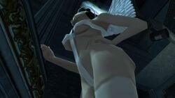 3d angel angel_halo angel_wings big_breasts black_hair bondage bondage_gear bondage_outfit breasts cleavage eve_(hitman_blood_money) female female_focus halo hitman hitman_blood_money huge_breasts io-interactive large_breasts official_art screenshot sling_bikini tied_hair video_games white_skin