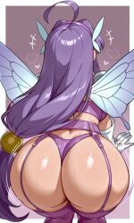 ai_generated alternate_costume ass ass_focus big_ass dat_ass digimon digimon_frontier fairimon fairy fairy_wings garter_straps huge_ass kazemon long_hair pixai purple_hair shaking_ass shaking_butt sweat sweatdrop sweating sweaty_ass sweaty_butt