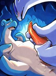 1_horn 2025 4_fingers ambiguous_gender animal_genitalia animal_penis anthro anticipation anus belly big_penis blissful_mouth blue_body blue_ears blue_horn blue_neck blush bodily_fluids breath cave cavern cetacean_genitalia cetacean_penis cute_fangs digital_media_(artwork) duo erection fangs feral fingers flippers generation_1_pokemon generation_2_pokemon genital_fluids genital_slit genitals glistening glistening_genitalia glistening_penis half-closed_eyes hand_on_penis handjob hi_res horn lapras legendary_pokemon long_neck looking_at_another looking_at_partner looking_pleasured lugia lying male male/ambiguous marine motion_lines multicolored_body multicolored_skin narrowed_eyes nintendo nude on_back one_eye_obstructed open_mouth penile penis penis_grab plesiosaur pokemon pokemon_(species) precum precum_on_penis prehistoric_species raburigaron red_penis reptile scalie sex skin_folds stalactite sweat tail tailbutt tan_belly tan_body tan_neck tapering_penis teeth three-quarter_view throbbing throbbing_penis tongue two-handed_handjob two_tone_body two_tone_skin white_body white_fingers white_hands white_neck