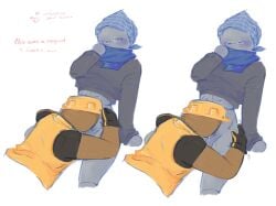 blush glasses grey_skin mannequin_mark_(regretevator) oral_sex partially_clothed regretevator roblox self_upload tagme wallter_(regretevator)