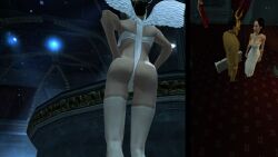 3d angel angel_halo angel_wings ass ass_focus black_hair bondage bondage_gear bondage_outfit eve_(hitman_blood_money) female female_focus halo hitman hitman_blood_money io-interactive official_art screenshot sling_bikini video_games white_skin