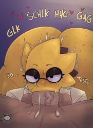 2d 2d_(artwork) 2d_artwork alphys ass belty42 big_ass blowjob deltarune dialogue fellatio looking_at_viewer precum saliva seductive sucking sucking_penis undertale undertale_(series) vein