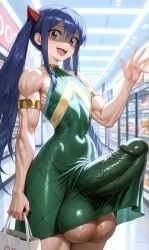 1futa ai_generated alternate_muscle_size amodor arm_at_side armlet blue_hair broad_shoulders brown_eyes clenched_hand close-up clothes_lift dickgirl erection erection_under_clothes erection_under_clothing excited fairy_tail futanari gold_armlet green_dress hair_ornament happy holding_bag huge_balls huge_cock huge_cock huge_testicles indoors long_hair looking_at_viewer mall muscular muscular_female narrow_waist penis_under_clothes shaded_face shopping shopping_bag skin_tight solo twintails uncensored veins veiny_penis veiny_testicles waving waving_at_viewer wendy_marvell